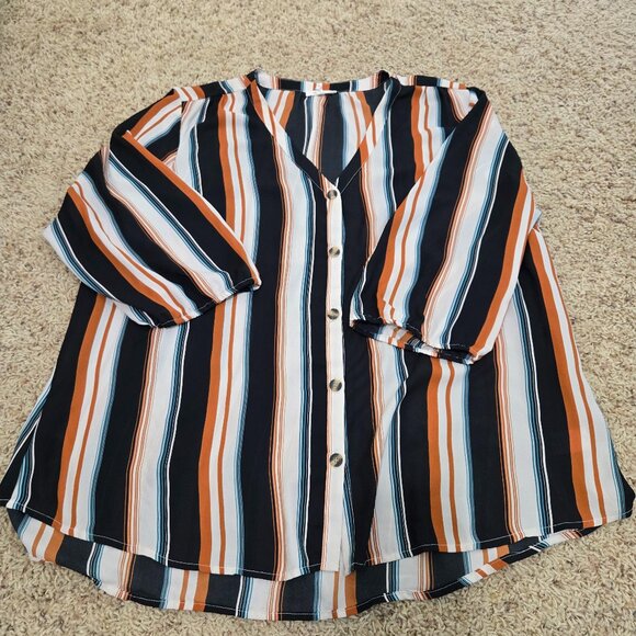 Maurice's Women's Size 2 Striped Button Up Blouse Multicolor - Picture 1 of 5